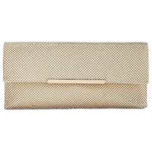 NWT Hether Shiny Mesh Clutch light gold